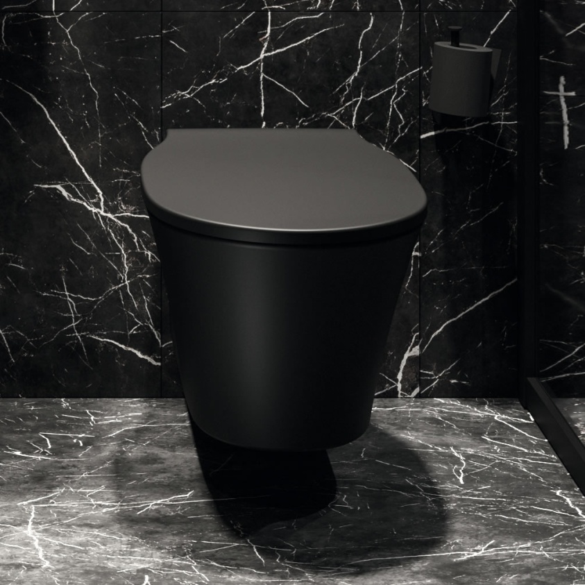 Lifestyle image of Ideal Standard Connect Air Silk Black Wall-Hung Toilet